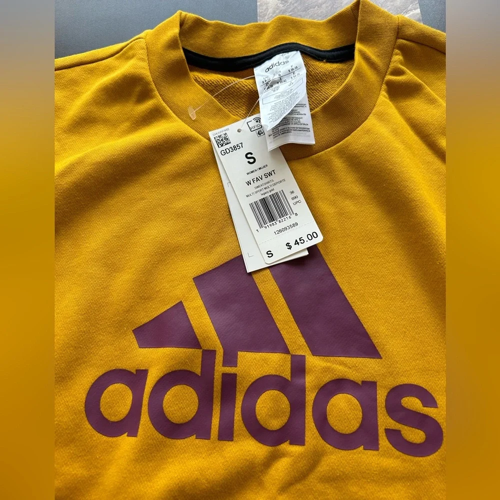 ADIDAS Sweatshirt. Size Small. NEW. Mustard Color - Picture 4 of 9